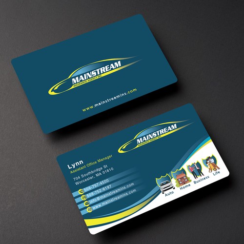 Eye catching business card for family owned insurance agency