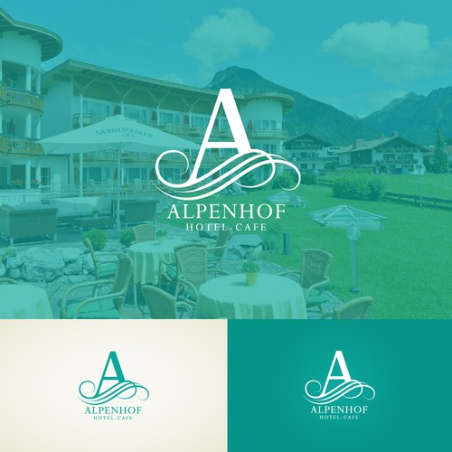 A logo and business card concept for Alpenhof Hotel & Cafe