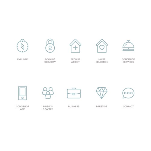 Icon set for Riviera Collections, a property rental startup