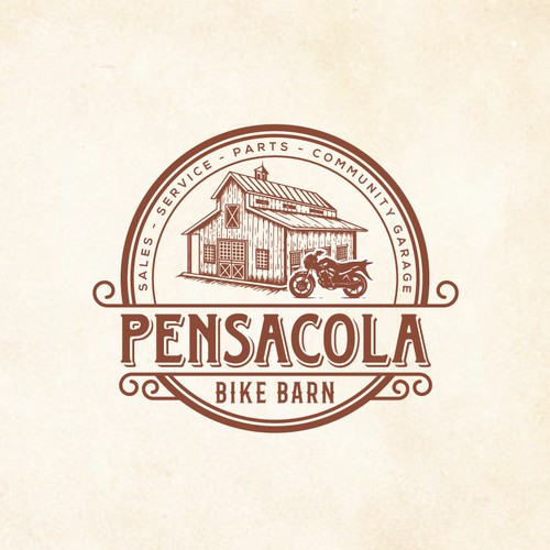 Motorcycle Garage Needs Vintage Western Barn Logo design