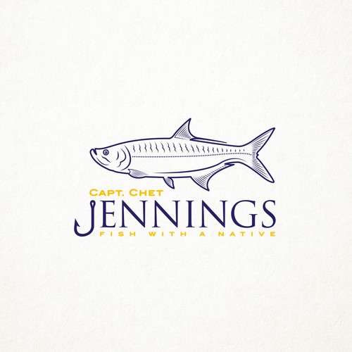 Precise Logo Design with Tarpon Drawing for Fishing Guide Service