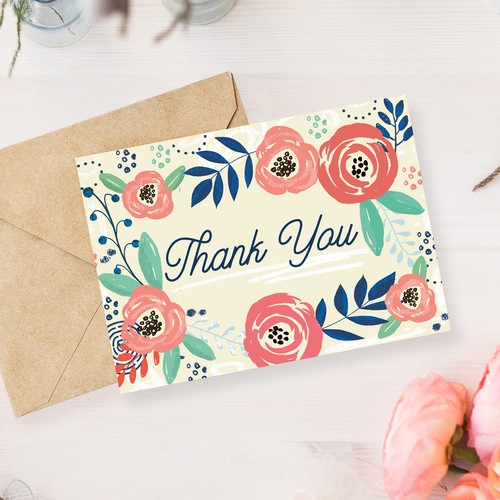 Floral thank you card