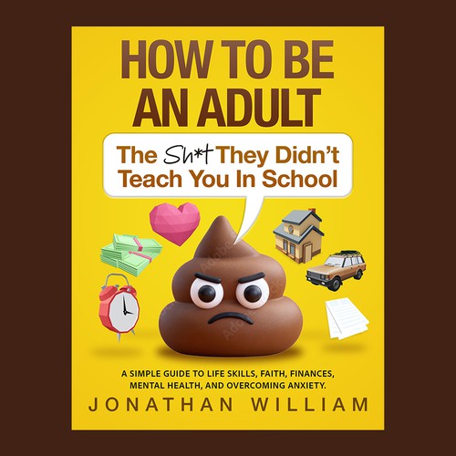 funny illustrated book cover design with emoji and 3d