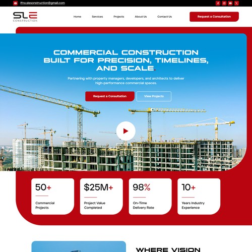 SLE Construction – Modern Commercial Construction Website