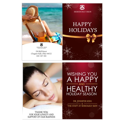 A holiday/customer appriciation card for Seriously Skin Cosmetic & Laser Medicine