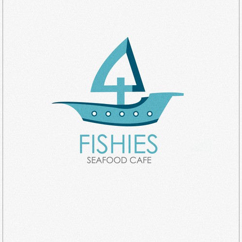 NAUTICAL THEMED AND SIMPLE LOGO FOR A SEAFOOD CAFE CALLED 4 FISHIES