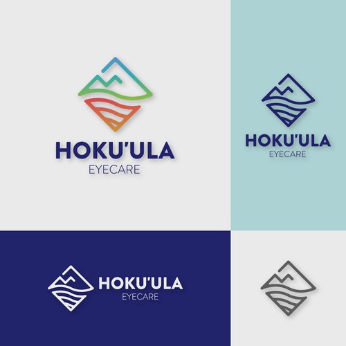 "Mountain & Sea" logo concept for a Hawaiian eyecare provider