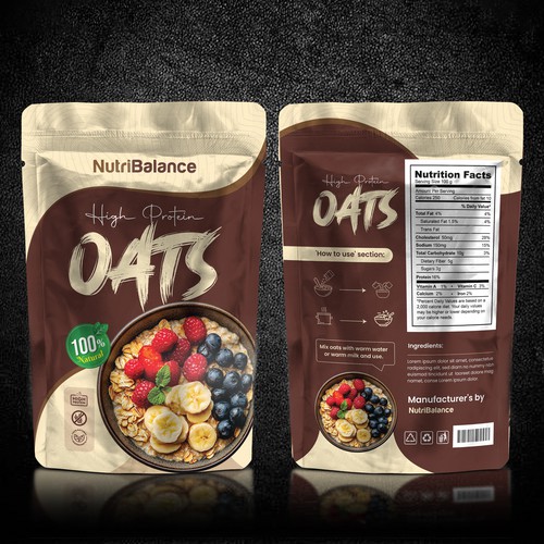 High Protein Oats – Stand Up Pouch Design
