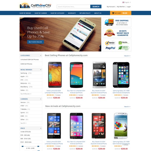 New Homepage for E-commerce smartphone retail website