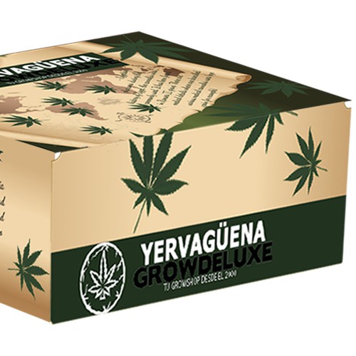 Design for a small box with cannabis style