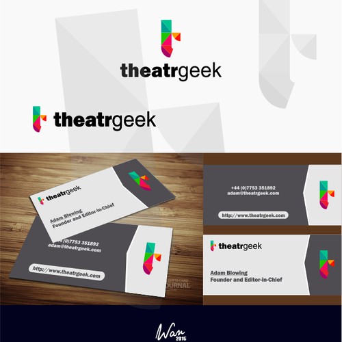 Create the logo and business card for TheatrGeek