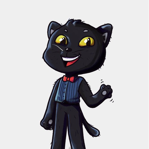 black cat cute mascot design
