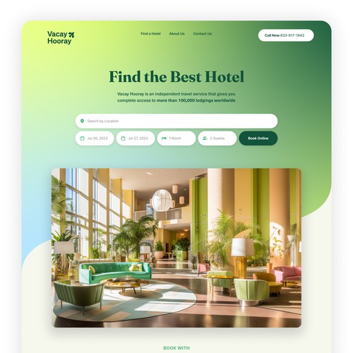 Homepage design for a hotel finder