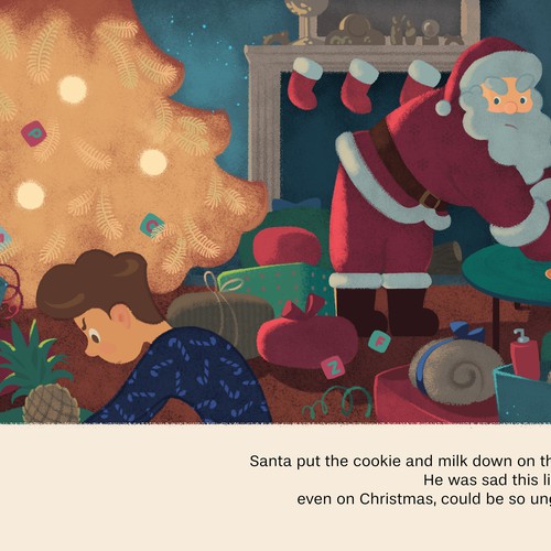 Children's book illustration for "The Boy Who Couldn't Wait for Christmas”
