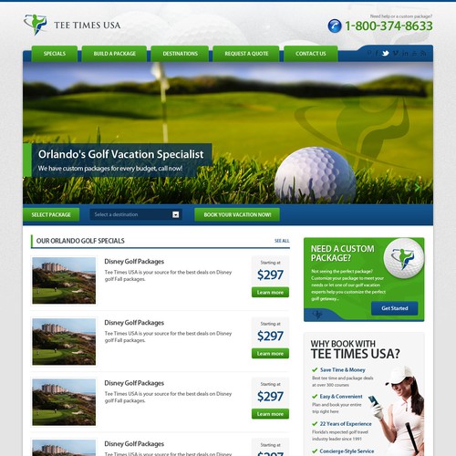 Create a winning PPC landing page for Tee Times USA