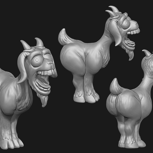 Design concept for a funny rubber goat