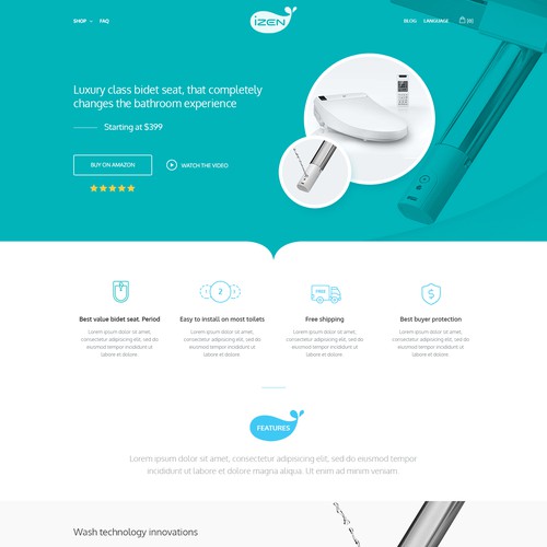 Hhome page for a renowned smart bidet seat brand