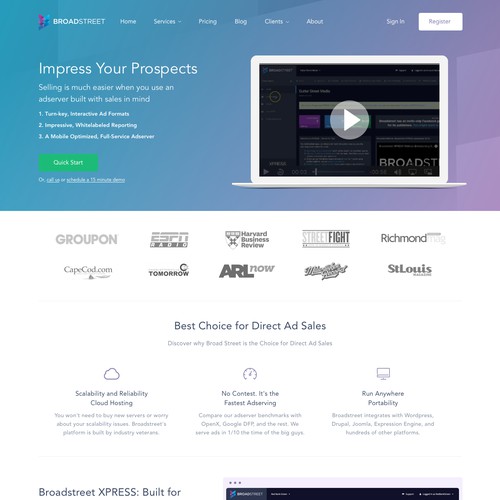 Landing Page Design for broadstreetads.com