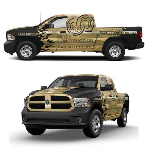 Black-gold Eye Catching Truck wrap that STANDS OUT
