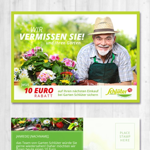 A beautiful postcard for e-shop selling flowers and gardening supplies.