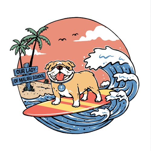 Surfing Bulldog