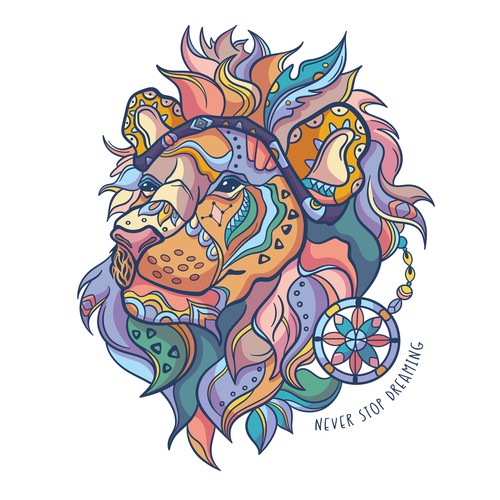 Dreamy Lion illustration (personal project)