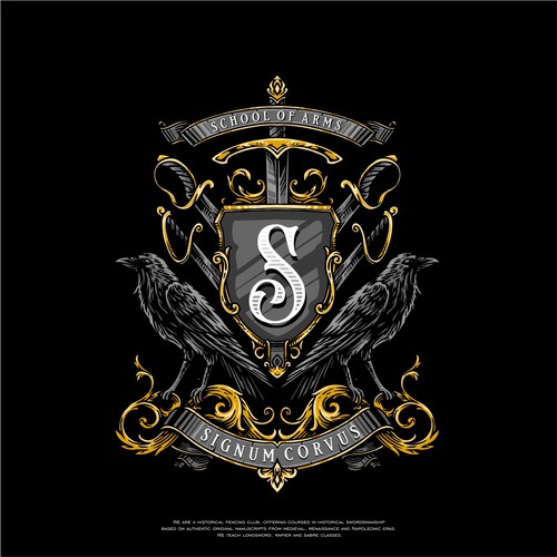 Coat of arms / crest crow raven logo design