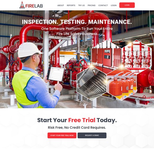 Design a modern landing page Design a modern landing page for our fire inspection software.