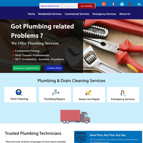 Web Design concept for a plumbing services website