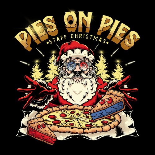 Santa Pizza Tshirt Design