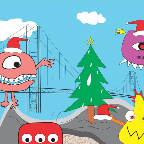 Creative, Xmas Wallpaper with Monsters from Paris, San Fran, Berlin and Melbourne