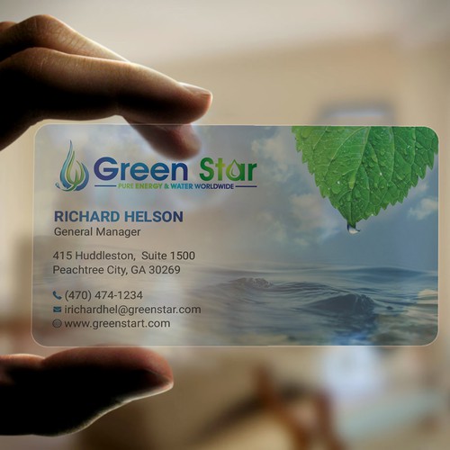 CLEAR PLASTIC business card with ocean waves!