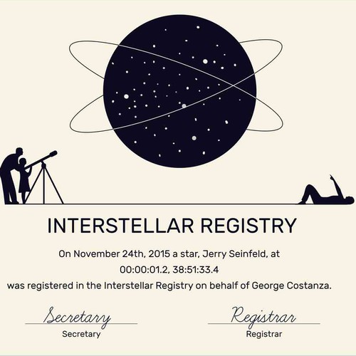 Interstellar Registry Certificate