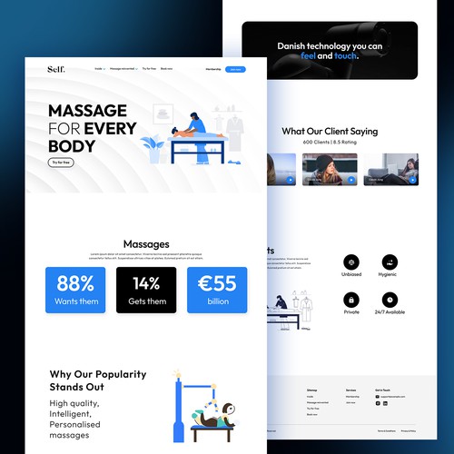 Minimalist Massage website landing page design