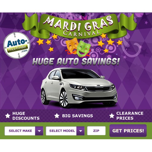 banner ad for a Cool Automotive Company - Mardi Gras Carnival Banner Ad
