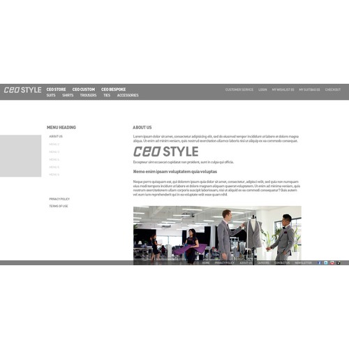 Website design for a bespoke fashion company
