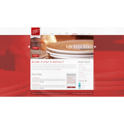 Create the next website design for Spirit Chinaware