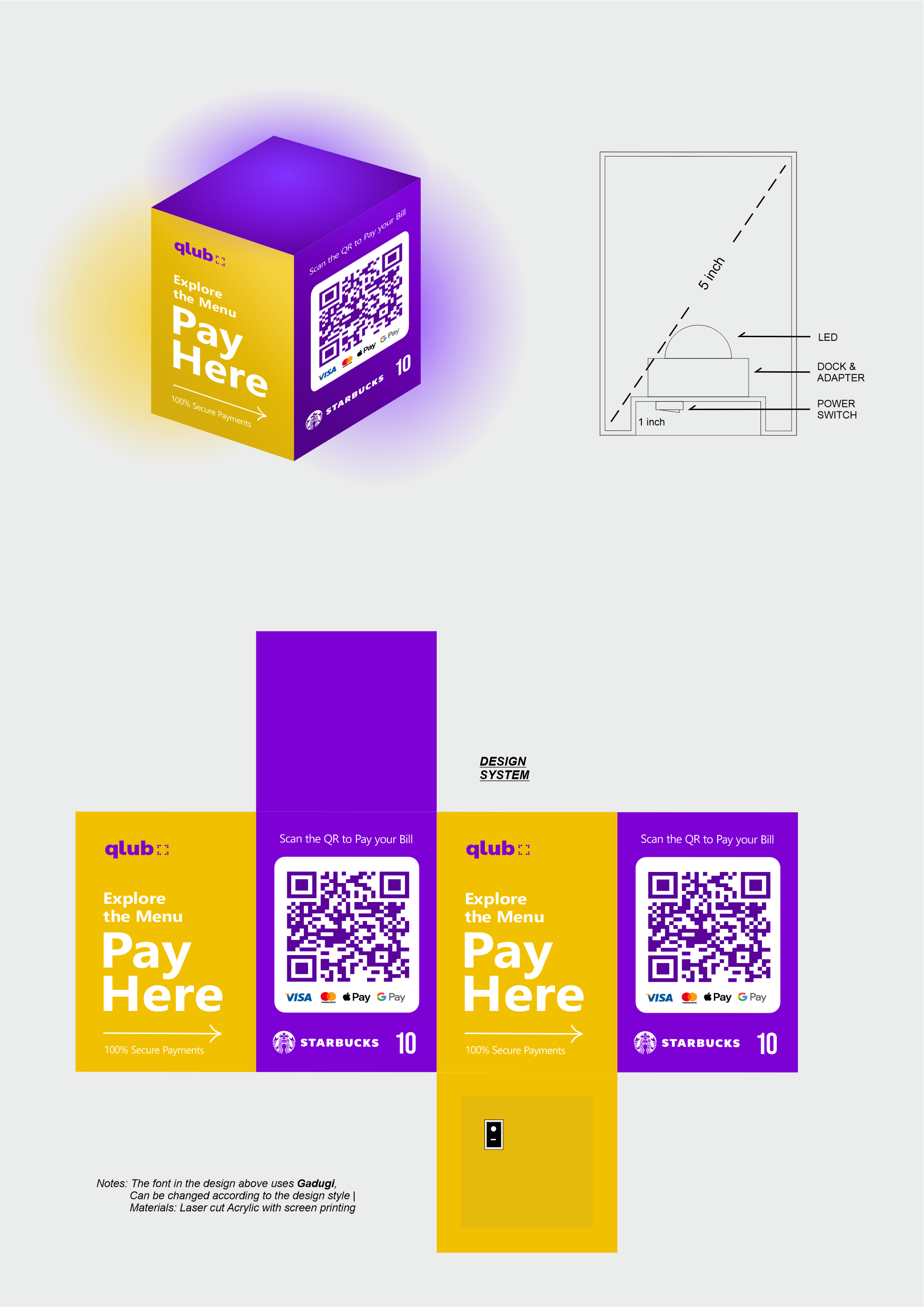 Design a unique and catchy QR stand for restaurants. Let your creativity go wild!