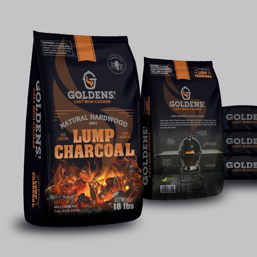 Lump Charcoal Packaging for Goldens' Cast Iron