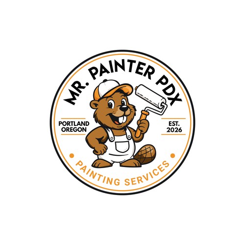 Logo and company mascot for a house painting company.