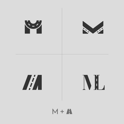 M Icon logo incorporated with road