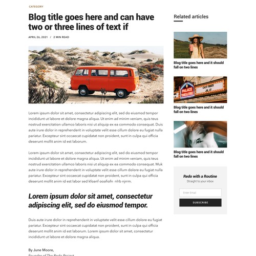 Blog Post Page Design