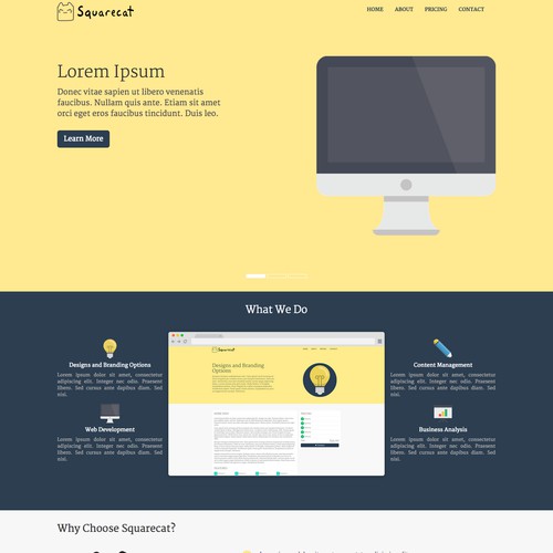 Landing and pricing page for quirky web dev startup