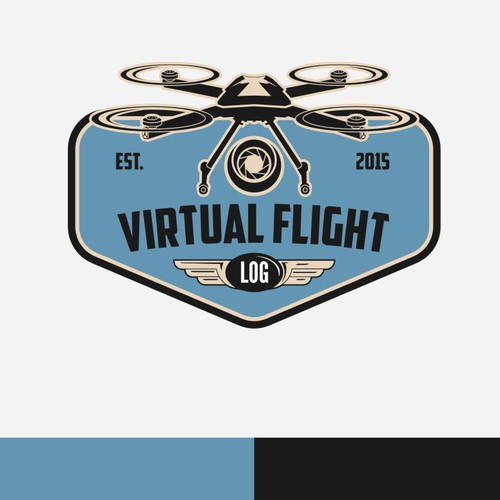 modern drone in vintage logo