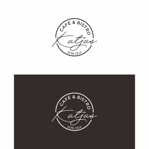 Design a minimalistic round logo for Katjas Café & Bistro