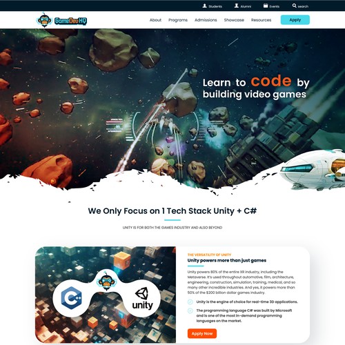 Cool homepage for a coding college alternate