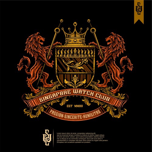 Singapore watch club family crtest coat of arms logo design