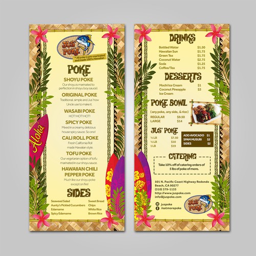 Hawaiian styled menu 