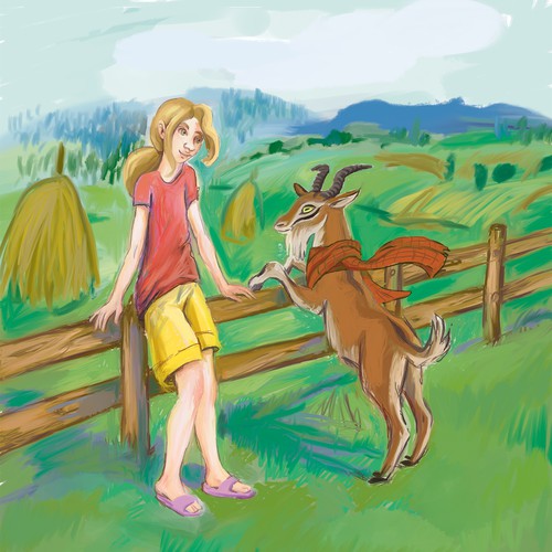 Angus the goat, children book illustration