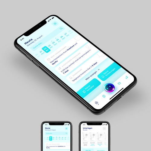 Modern and minimalistic app design for a personal life assistant